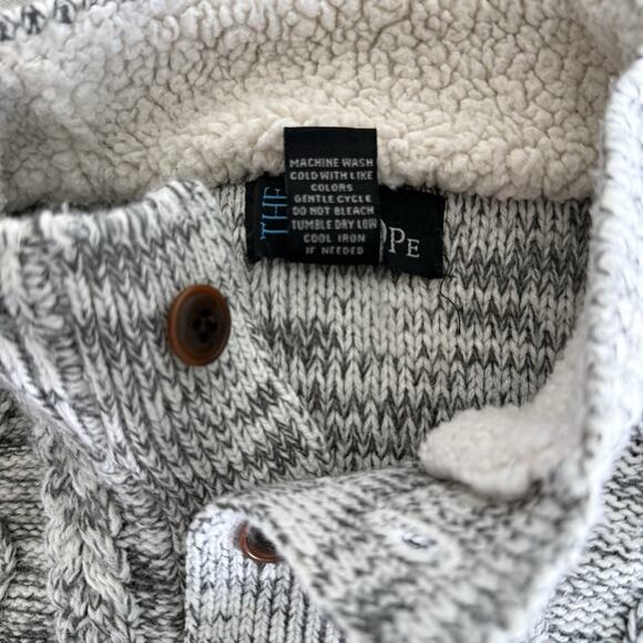 The Slope‎ Sweater Pullover Boys M Gray w/Brown Elbow Patches Sherpa Collar - Picture 5 of 5